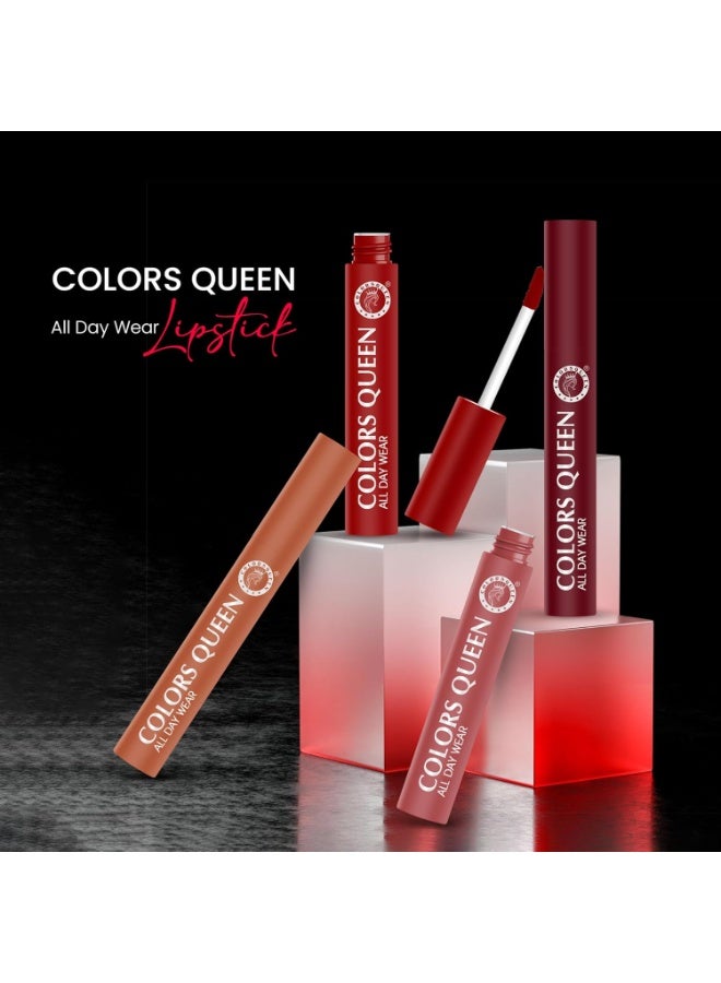 Colors Queen All Day Wear Liquid Lipstick - Deep Maroon, 12g | Highly Pigmented, Long Lasting Matte Lipstick | Smooth One Swipe Application, Lightweight & Non Transfer Liquid Lipstick for Women - Image 3